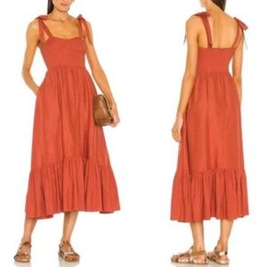 Jonathan Simkhai Georgia Linen Bustier Cayenne Orange Dress Size 2
